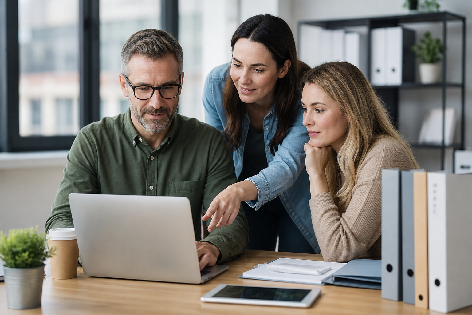 Team reviewing organized mailbox storage on a laptop